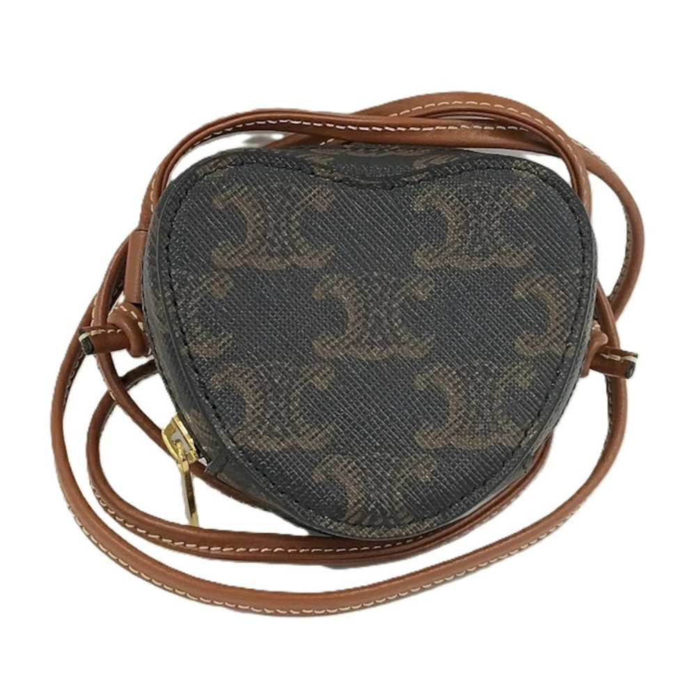 Celine Shoulder Bag Macadam Heart Triomphe Leather Brown
